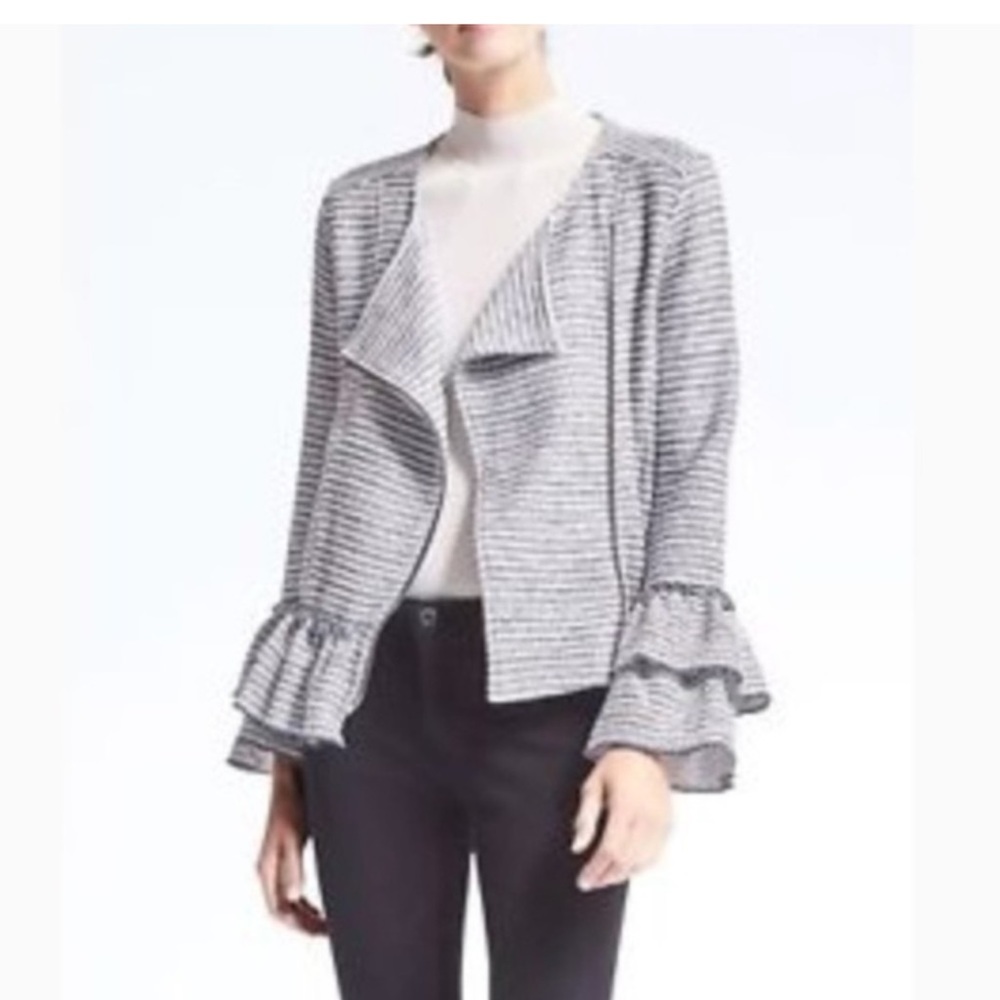 Banana Republic Ruffle-Sleeve Bouclé Jacket